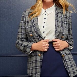 Draper James x Eloquii Plaid Double-Breasted Jacket Size 18